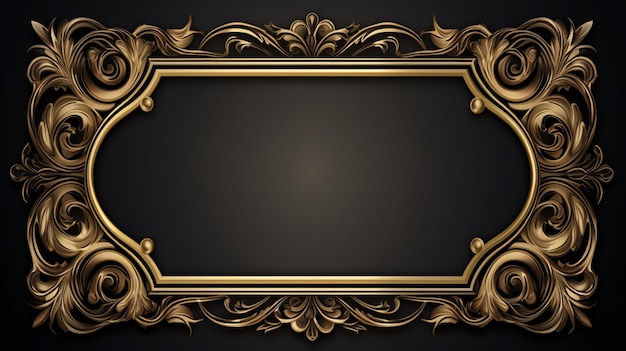 marco tallado en oro sobre fondo negro