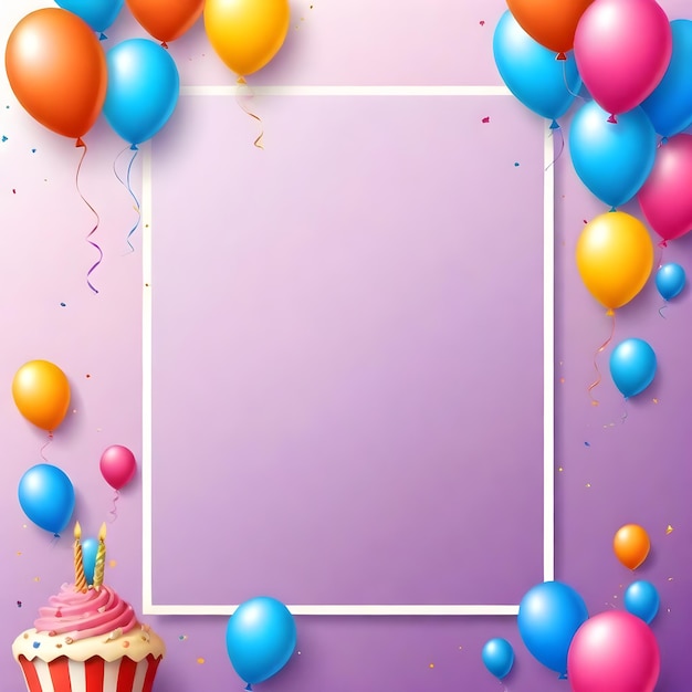 Foto marco de tarjeta de invitación de fiesta de cumpleaños fondo vertical espacio de copia vacío para el texto