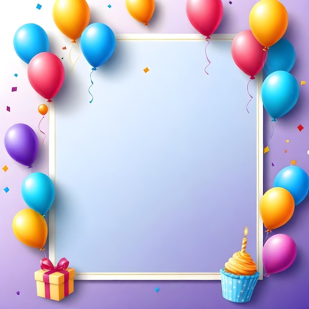 Foto marco de tarjeta de invitación de fiesta de cumpleaños fondo vertical espacio de copia vacío para el texto