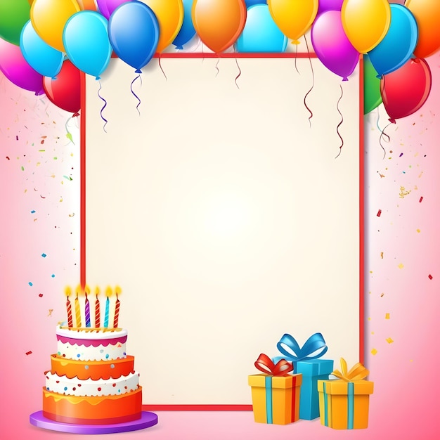 marco de tarjeta de invitación de fiesta de cumpleaños fondo vertical espacio de copia vacío para el texto
