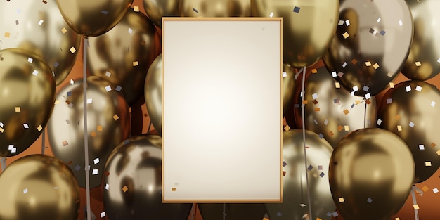 Foto marco de texto marcos de fotos de fondo y globos plantillas de año nuevo y navidad ilustración 3d