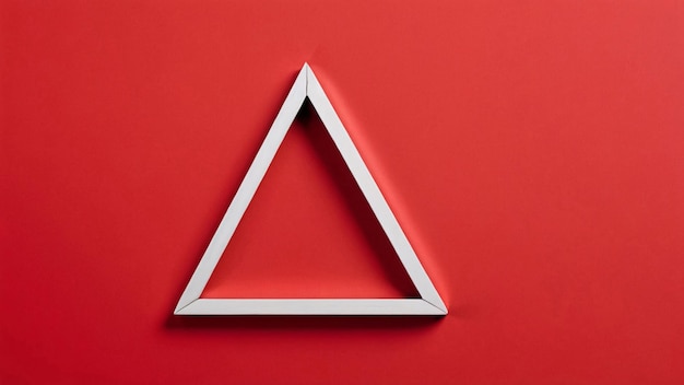 Marco triangular blanco sobre un fondo rojo