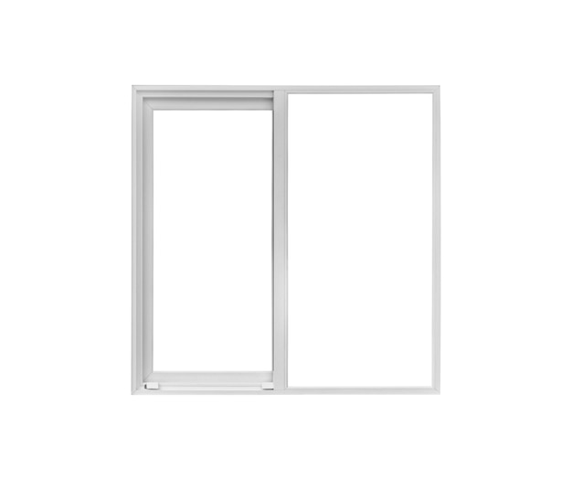 Marco de ventana de casa moderna real aislado sobre fondo blanco