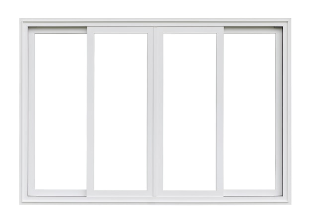 Marco de ventana de una casa moderna real aislado sobre un fondo blanco