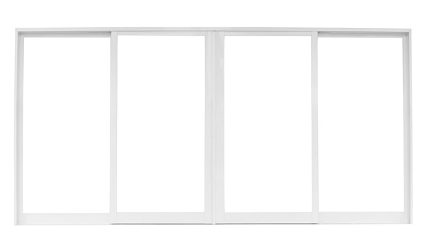 Marco de ventana de una casa moderna real aislado sobre un fondo blanco