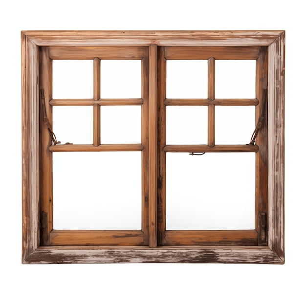 Foto marco de ventana de madera aislado sobre un fondo transparente