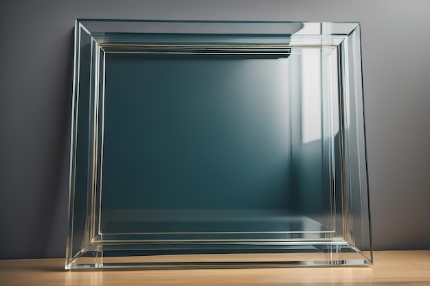 Foto marco de vidrio sobre un fondo de color sólido