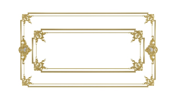 Marcos decorativos dorados vintage Marco barroco dorado sobre fondo blanco