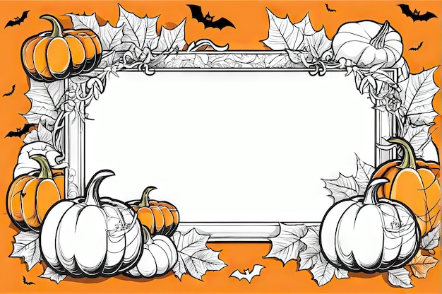 Marcos de Halloween con calabazas, murciélagos, colección de elementos de diseño de marcos de Halloween para la decoración de