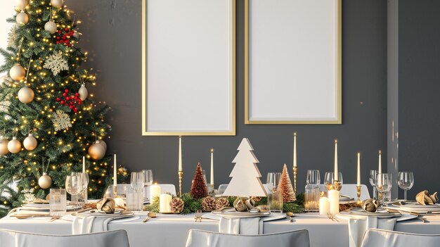 marcos maquillaje en la decoración del comedor de Navidad Generativo Ai