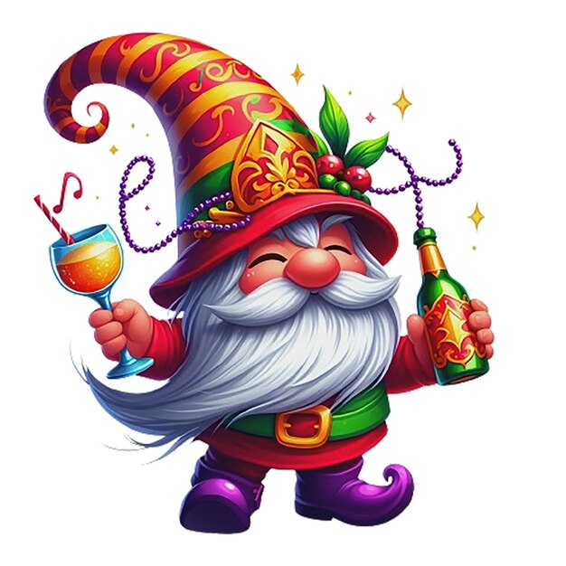 Mardi Gras Gnome Clipart generative ai