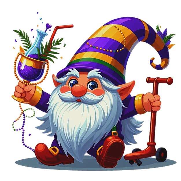 Mardi Gras gnome clipart generativo ai