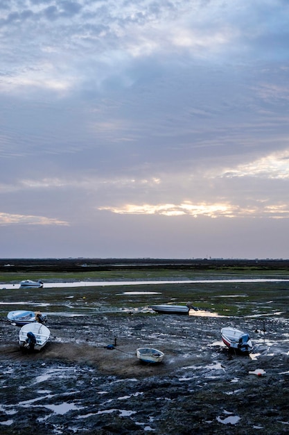 Marea baja en las marismas de la ciudad de Faro