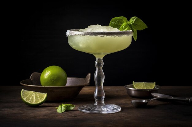 Margarita con albahaca y limón