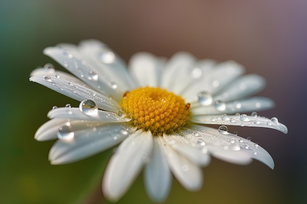 una margarita blanca con gotas de agua en ella