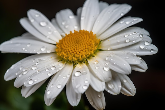 Una margarita blanca con gotas de agua