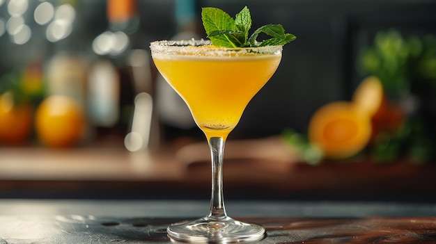 Margarita-Cocktail mit Limette und Minze Erfrischender Hintergrund