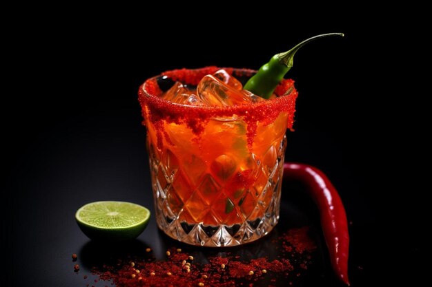 Foto margarita picante con guarnición de habanero