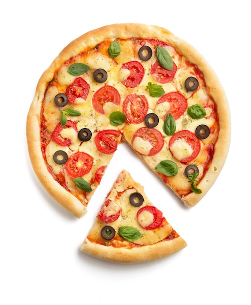 Margarita-Pizza isoliert auf Weiß