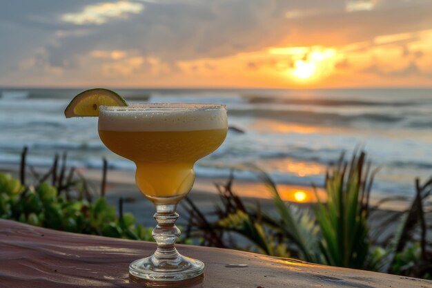 Margarita con una rebanada de limón