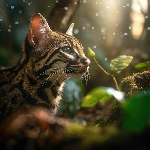 Margay en hábitat natural IA generativa