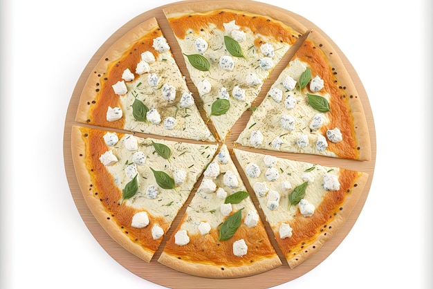 Margherita blauer Käse Feta und Mozzarella auf einer weißen Pizza-Kruste