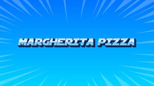 Margherita Pizza en 3D con texto azul