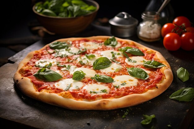 Margherita-Pizza mit einem Spritzer zerkleinertem schwarzen Pfeffer auf der Kruste