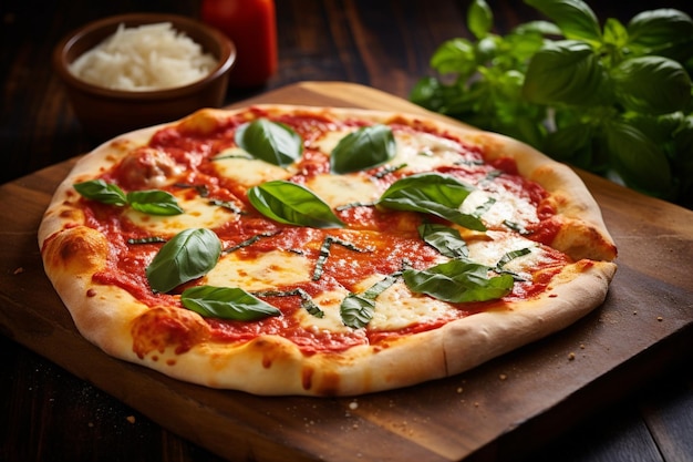 Margherita-Pizza mit einem Spritzer zerkleinertem schwarzen Pfeffer auf der Kruste