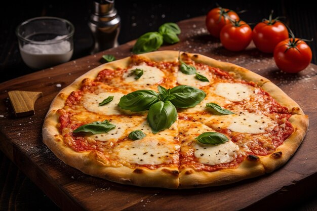 Margherita-Pizza mit einem Spritzer zerkleinertem schwarzen Pfeffer auf der Kruste