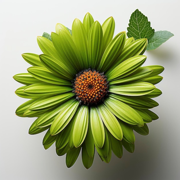 Marguerita amarilla con centro verde Fotografía central verde en HD con fondo blanco