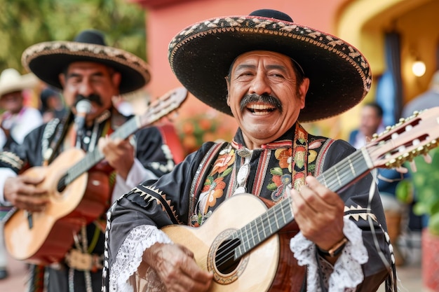 Foto mariachi tocando la guitarra folclore mexicano tradicional