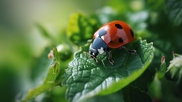 Marienkäfer im grünen Gras Makro-Käfer und Insektenwelt