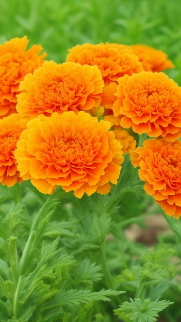 Foto marigold uma flor laranja ou amarela brilhante muitas vezes usada em jardins