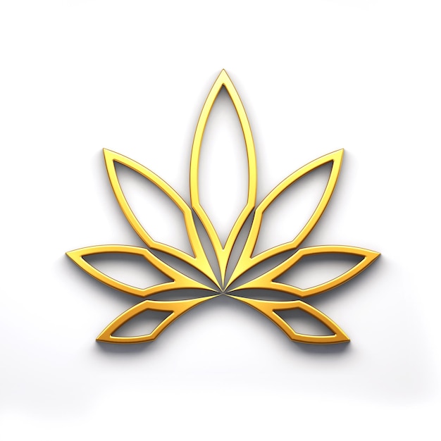 Marihuana lineal Blume oder Cannabisblatt Unkraut violettes Farbstil-Logo-Symbol isoliert auf weißem Hintergrund 3D-Render-Illustration