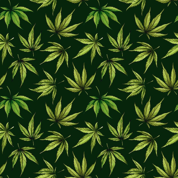 Marihuana nahtloses Muster Grüne Hanfblätter