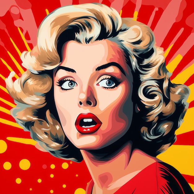 Marilyn Monroe Style Pop Art Print Vintage Scifi Dibujos animados