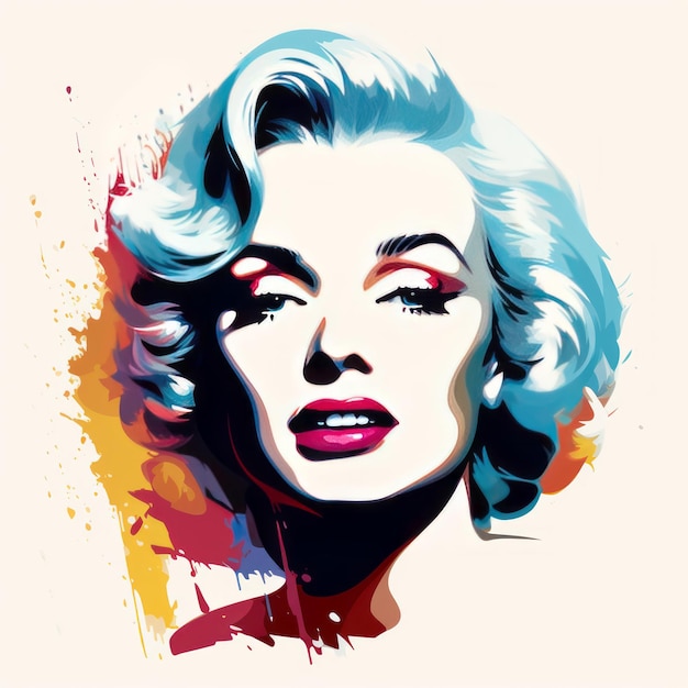 Marilyn Monroes ikonisches Gesicht Pop Art Marvel in lebendiger 8K 150dpi gegen eine saubere weiße Leinwand