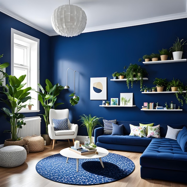 Marine blaue Farbe Kinder Wohnzimmer Innenarchitektur