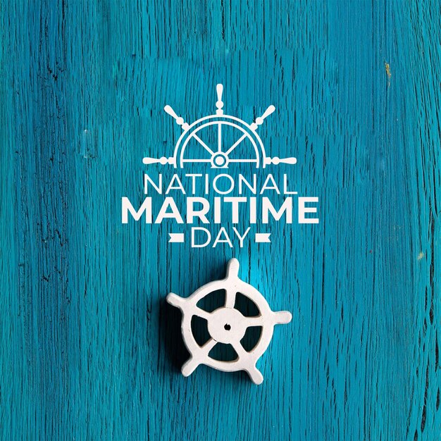 Foto marine-emblem mit ruder- und ankersymbol am maritimen tag