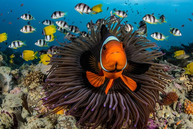 Foto marine majesty welt ozean-tag größe mit farbenfrohen meereslebewesen