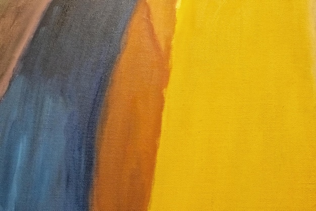 Marineblaue und gelbe Farben des Hintergrundes der abstrakten Kunst. Aquarellmalerei auf Leinwand mit sanftem Orangenverlauf.