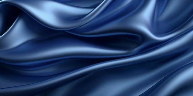 Marineblauer Seidensatin-Hintergrund, elegante Wellenfalte durch generative KI-Tools