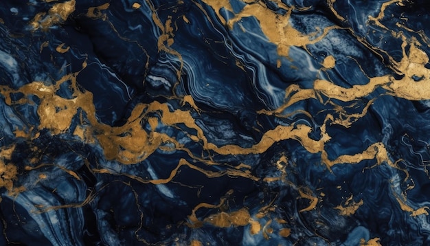 Marineblauer und goldener Marmorhintergrund generative ai