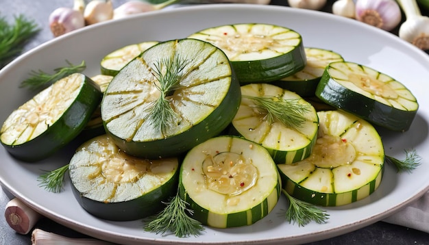 Marinierte Zucchini mit Knoblauch und Dill