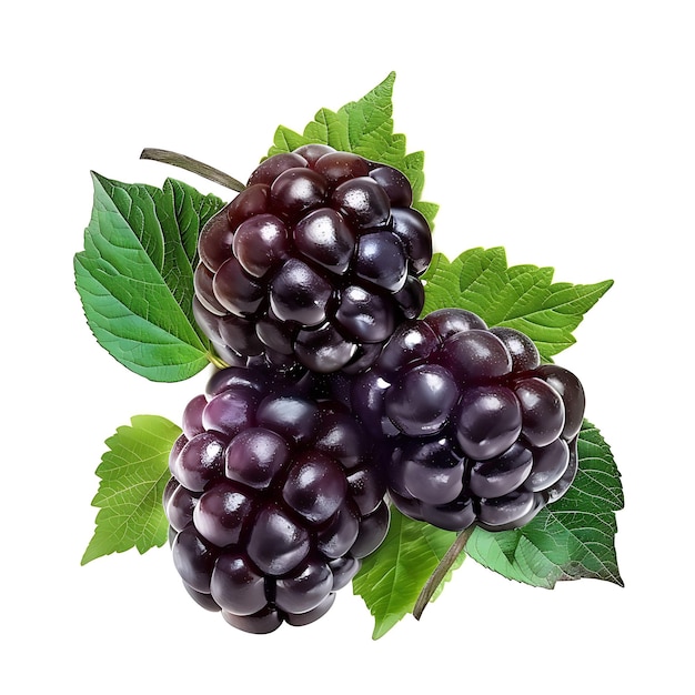 Marionberry Fruit en diapositivas ovaladas y cruceo con púrpura profunda sesión de fotos aisladas en blanco limpio BG