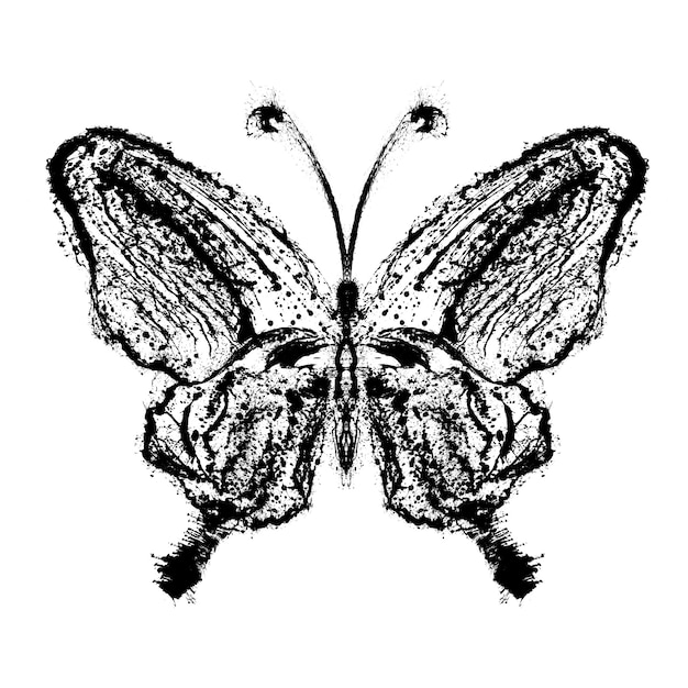 Mariposa abstracta. Salpicaduras de grunge dibujar pintura