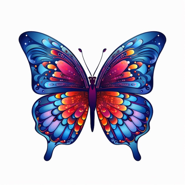 Mariposa con alas coloridas y burbujas en sus alas ai generativo