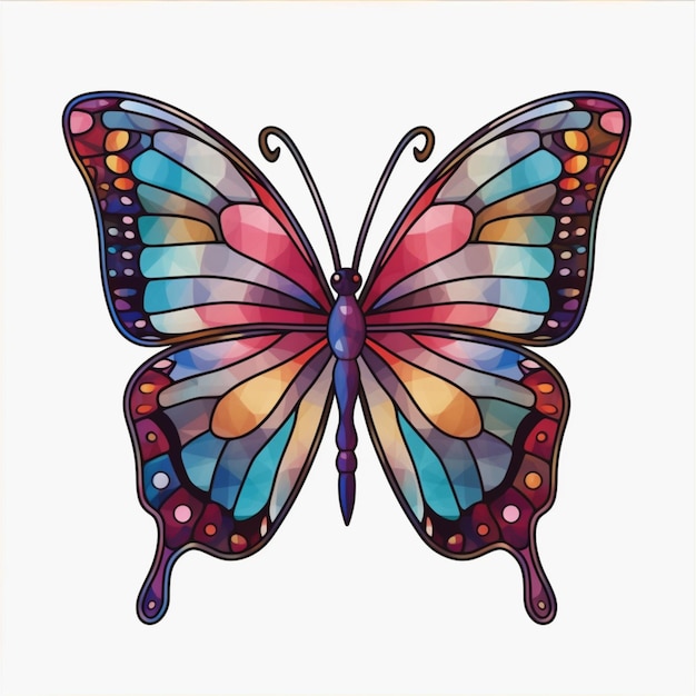 Mariposa con alas coloridas en fondo blanco generativo ai