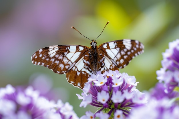 Foto la mariposa almirante blanca en las flores